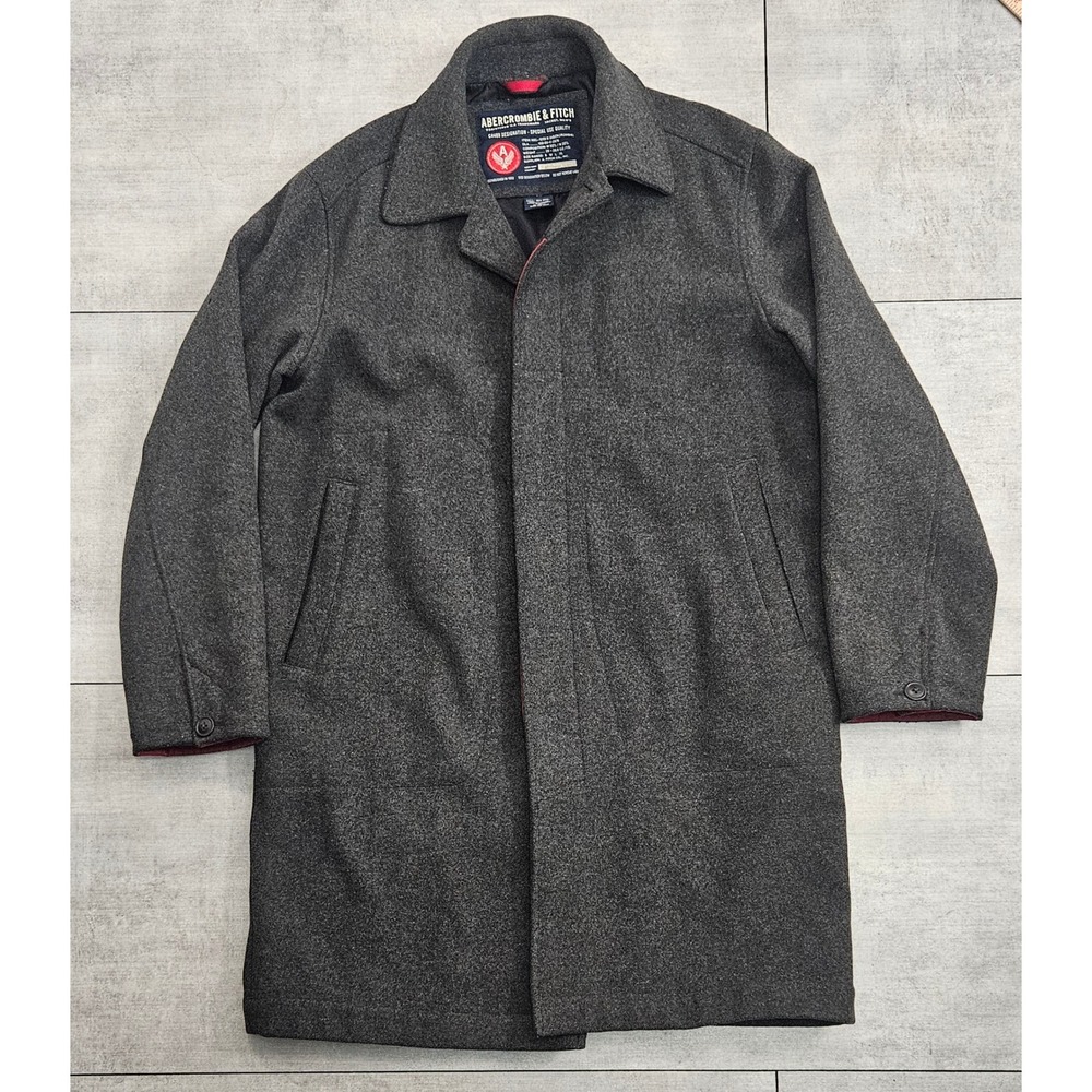 Abercrombie & Fitch Mens‎ Wool Blend Car Coat Jacket Charcoal Grey HKL-1059 B M